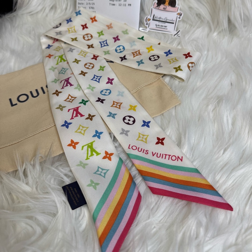 Louis Vuitton Murakami Limited Edition Multicolor Monogram Silk Twilly